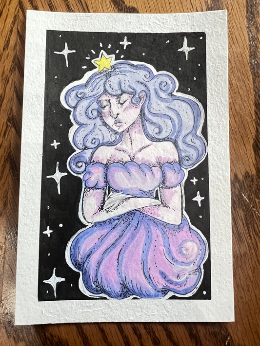 Stylized Adventure fan art hand painted with gouache paint (framed)