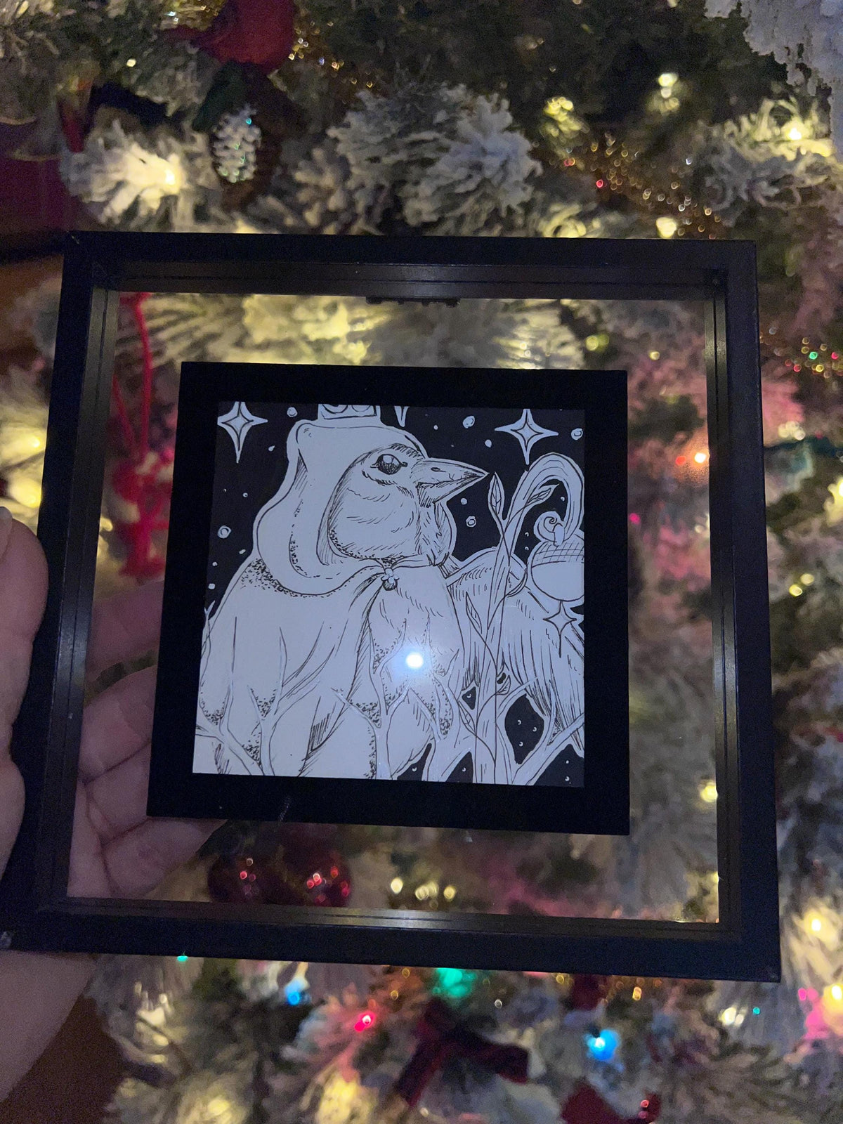 Original Framed Black & White Bird Art, Hand Drawn Ink, Set of 2 (4x4)