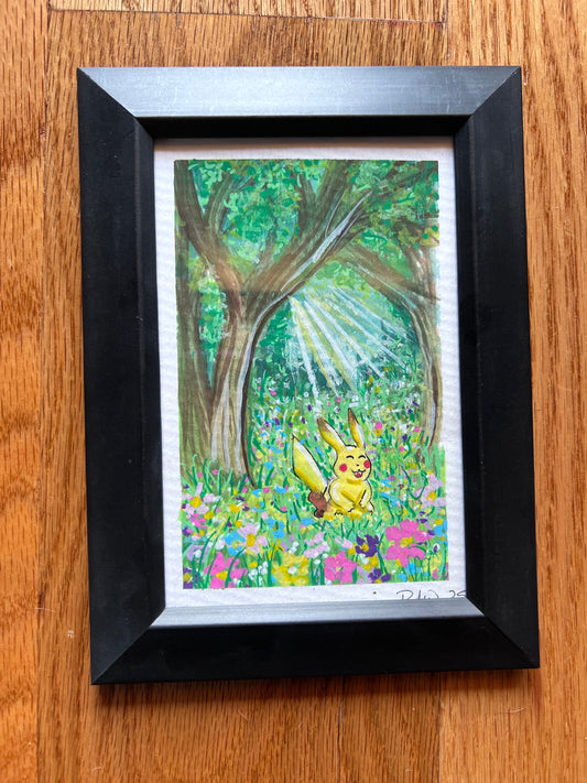 Cute poke landscape handpainted 4x6