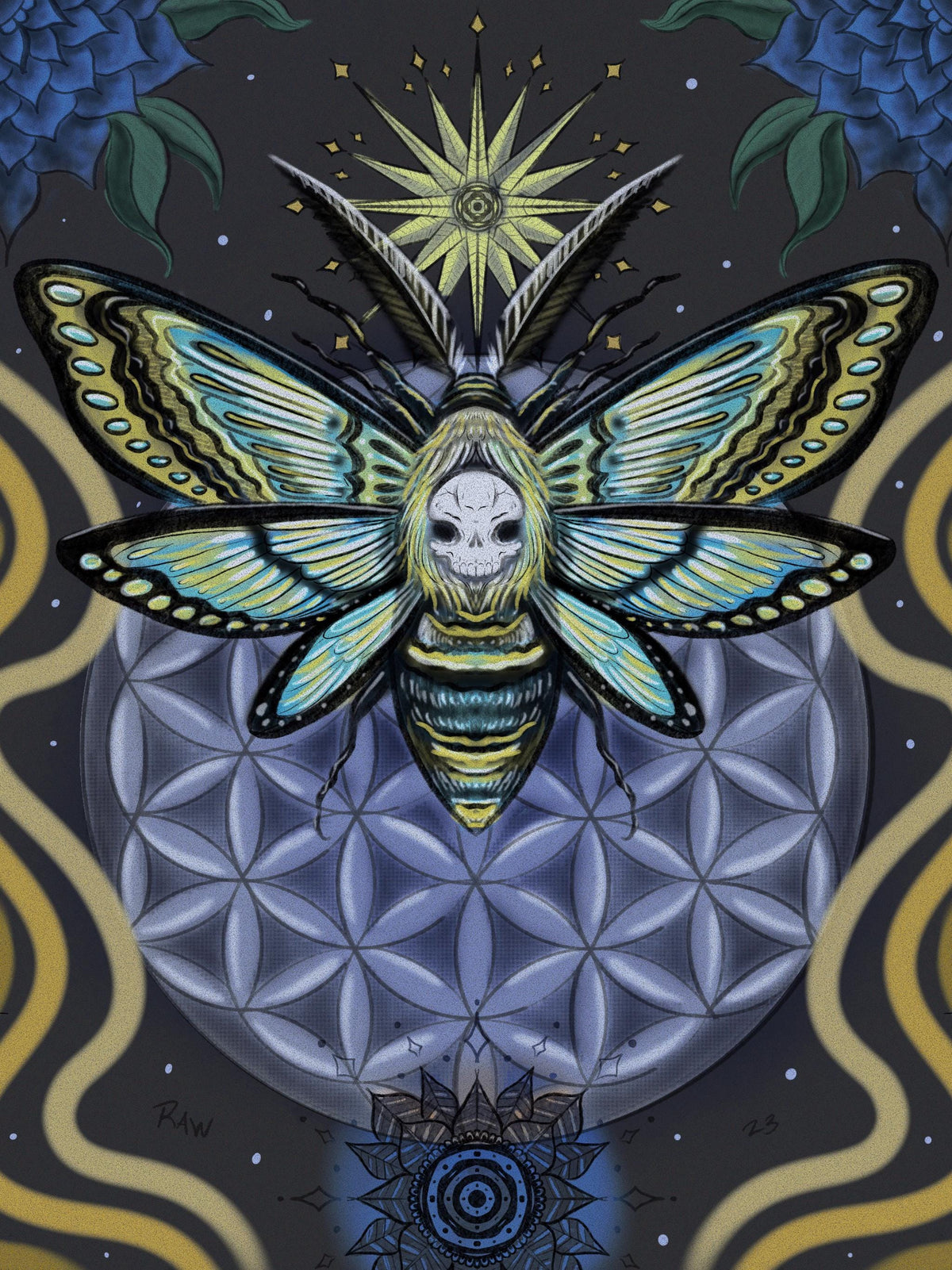 Death Moth Painting: Whimsical Moth Art (Digital Download)