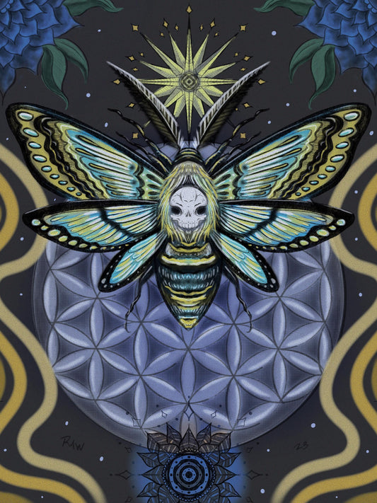 Death Moth Painting: Whimsical Moth Art (Digital Download)