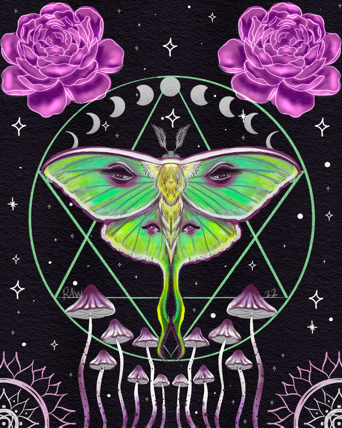 Lunar Moth wall art/ art for walls / decorations/ decor/